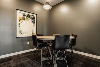 Conference room with a table and chairs